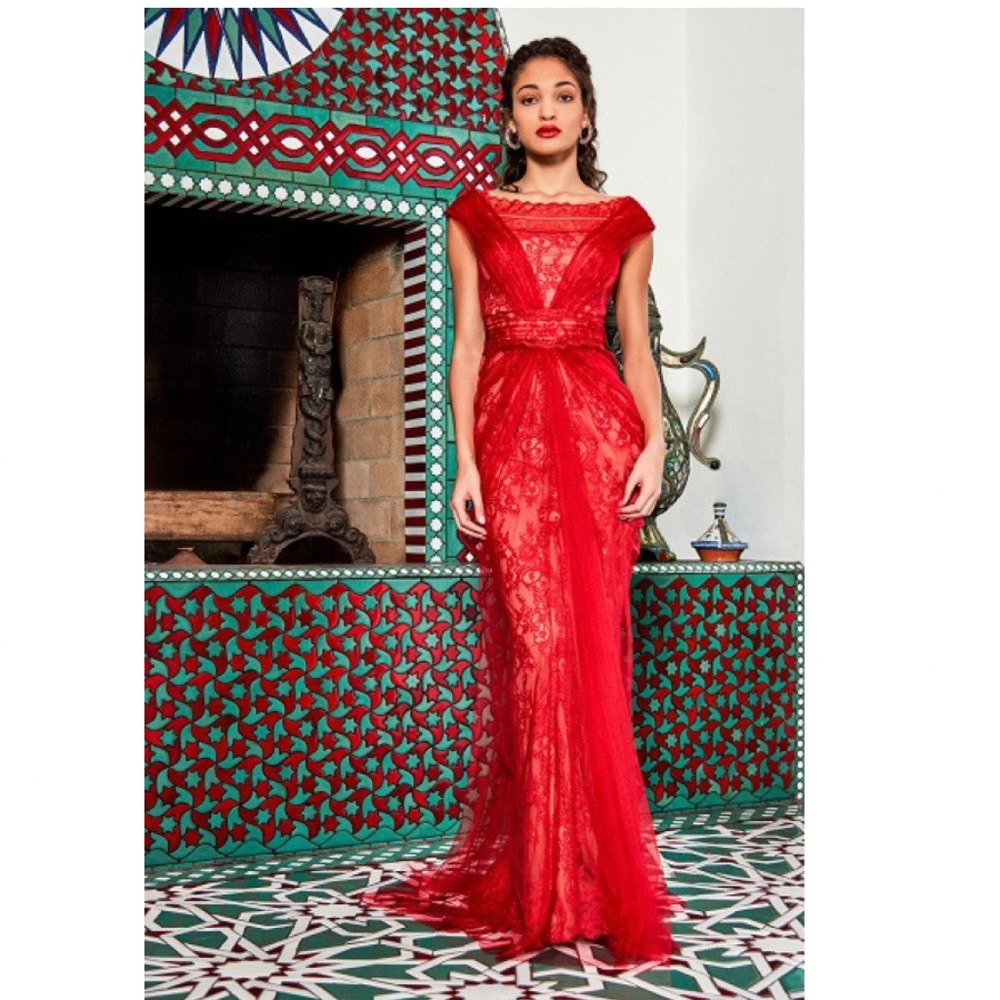 Tadashi Shoji Arif Paisley Lace Off Shoulder. WT